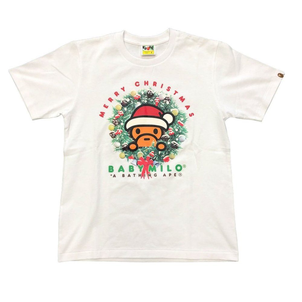 Brand New BAPE Merry Christmas Baby Milo White T-Shirt - Size Ladies Small